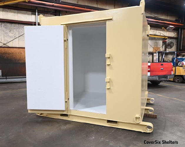 Interior view of a modular ammunition storage magazine during factory acceptance test..