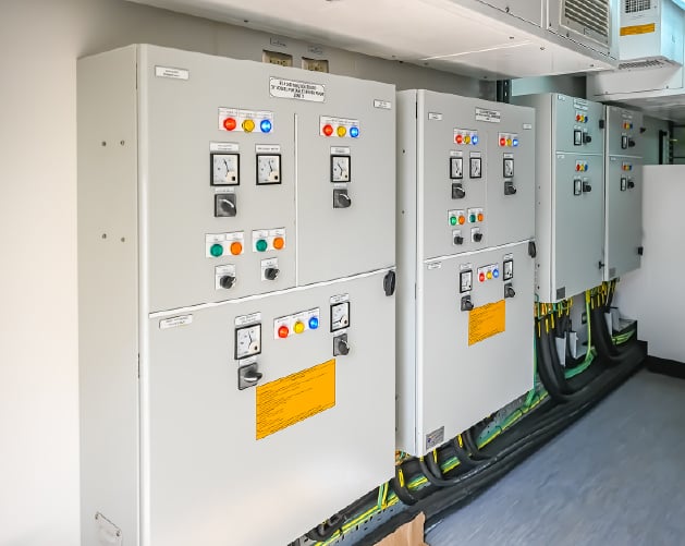 Interior electrical systems inside a blast-rated control room, supporting secure operational functionality.