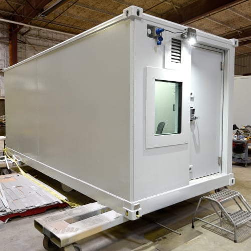 Ballistic-resistant HATS structure staged in facility prior to shipment to job site