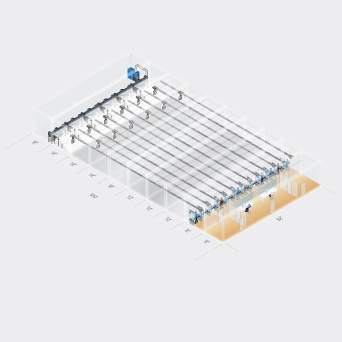 Rendering of a multi-lane modular shooting range configuration.